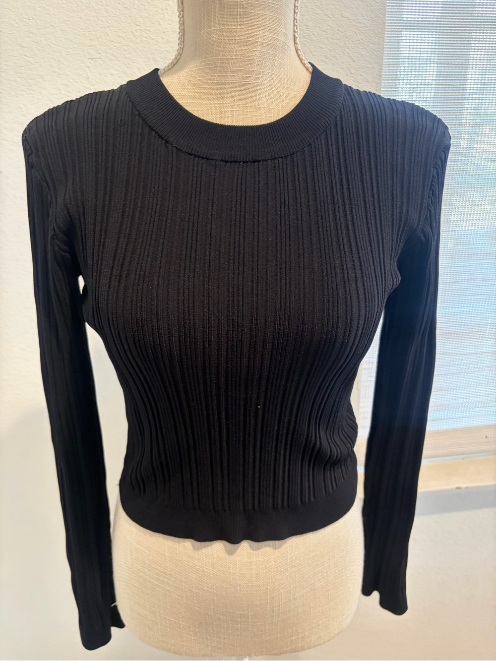 Barney’s and forever 21 collab Black Ribbed Long-Sleeve Top